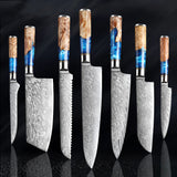 7 Piece Damascus Knife Set