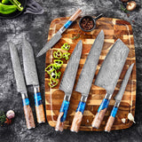 7 Piece Damascus Knife Set